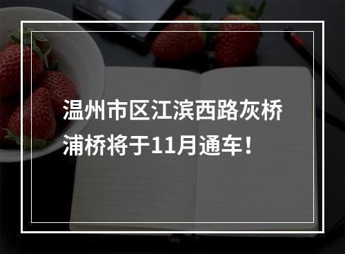 温州市区江滨西路灰桥浦桥将于11月通车！