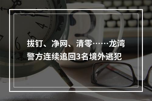 拔钉、净网、清零……龙湾警方连续追回3名境外逃犯