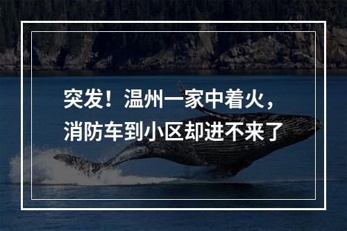 突发！温州一家中着火，消防车到小区却进不来了