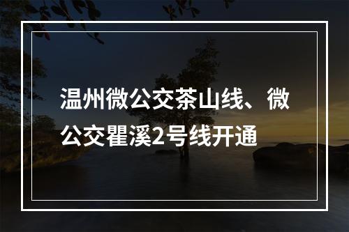 温州微公交茶山线、微公交瞿溪2号线开通