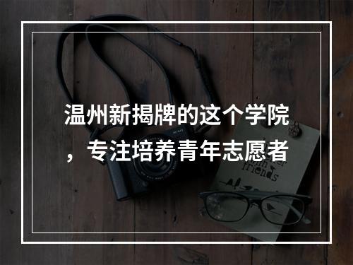 温州新揭牌的这个学院，专注培养青年志愿者
