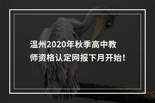 温州2020年秋季高中教师资格认定网报下月开始！