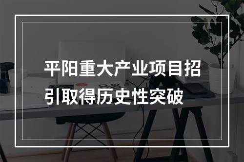 平阳重大产业项目招引取得历史性突破