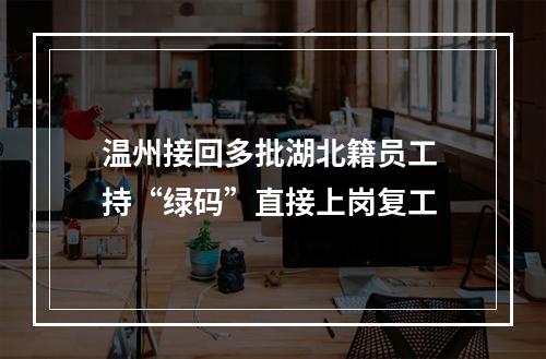 温州接回多批湖北籍员工 持“绿码”直接上岗复工