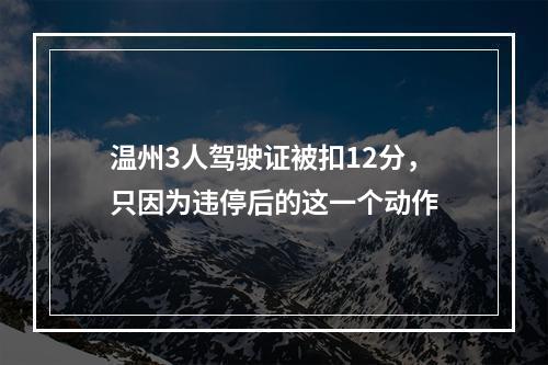 温州3人驾驶证被扣12分，只因为违停后的这一个动作