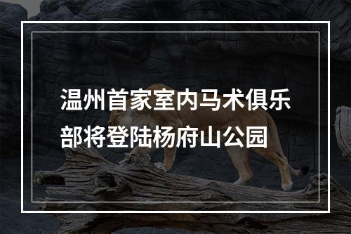 温州首家室内马术俱乐部将登陆杨府山公园