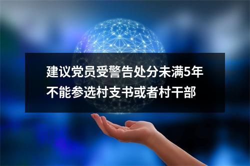 建议党员受警告处分未满5年不能参选村支书或者村干部