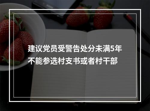 建议党员受警告处分未满5年不能参选村支书或者村干部