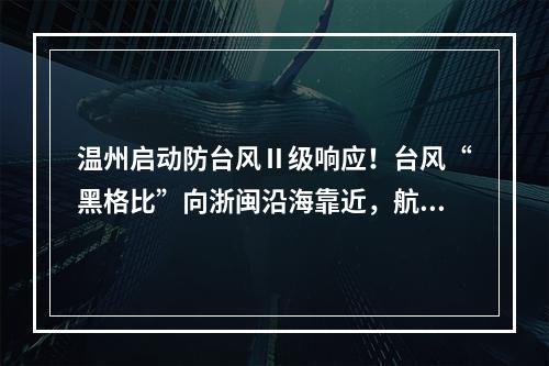 温州启动防台风Ⅱ级响应！台风“黑格比”向浙闽沿海靠近，航班铁路信息
