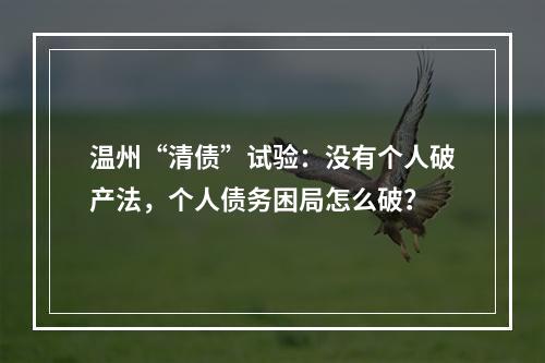 温州“清债”试验：没有个人破产法，个人债务困局怎么破？
