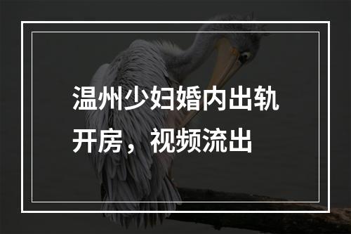 温州少妇婚内出轨开房，视频流出
