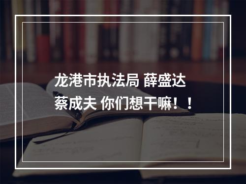 龙港市执法局 薛盛达 蔡成夫 你们想干嘛！！