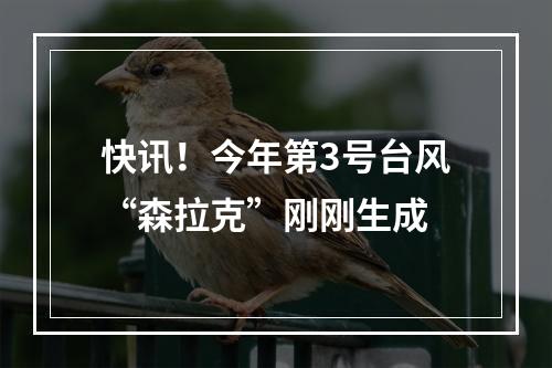 快讯！今年第3号台风“森拉克”刚刚生成