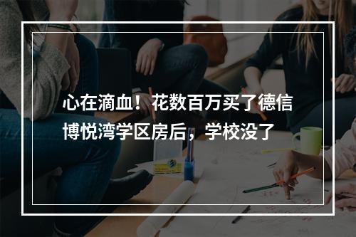 心在滴血！花数百万买了德信博悦湾学区房后，学校没了