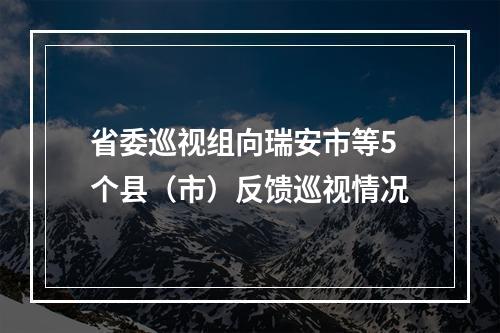省委巡视组向瑞安市等5个县（市）反馈巡视情况