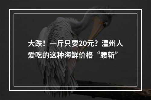 大跌！一斤只要20元？温州人爱吃的这种海鲜价格“腰斩”