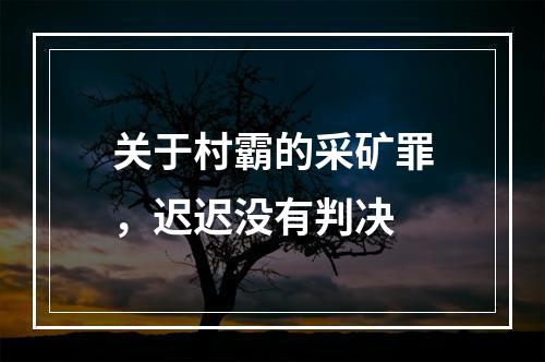 关于村霸的采矿罪，迟迟没有判决
