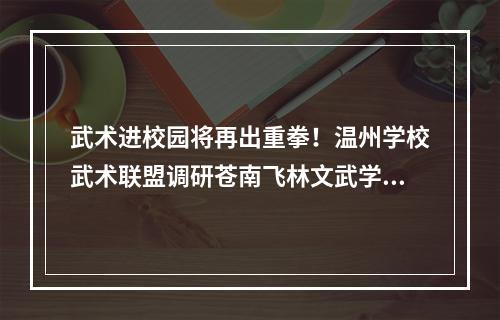 武术进校园将再出重拳！温州学校武术联盟调研苍南飞林文武学校