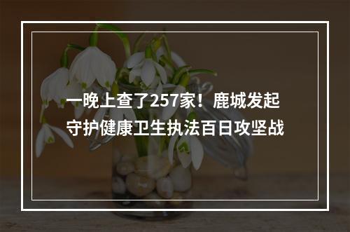一晚上查了257家！鹿城发起守护健康卫生执法百日攻坚战