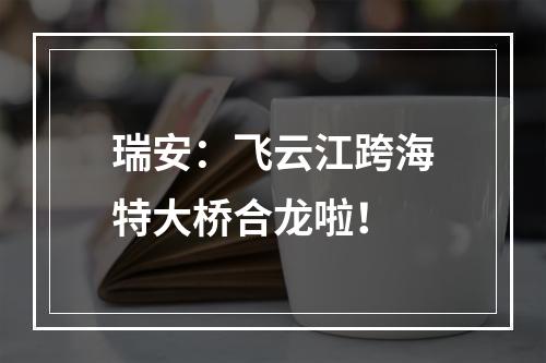 瑞安：飞云江跨海特大桥合龙啦！
