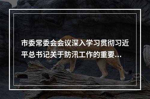 市委常委会会议深入学习贯彻习近平总书记关于防汛工作的重要批示精神