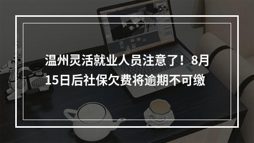 温州灵活就业人员注意了！8月15日后社保欠费将逾期不可缴