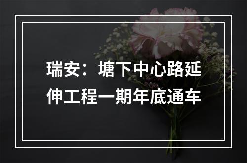 瑞安：塘下中心路延伸工程一期年底通车