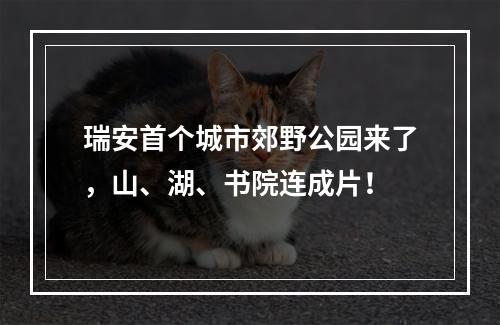 瑞安首个城市郊野公园来了，山、湖、书院连成片！