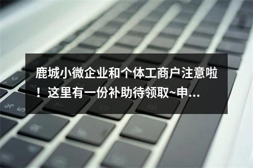 鹿城小微企业和个体工商户注意啦！这里有一份补助待领取~申报时间为…