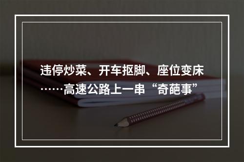 违停炒菜、开车抠脚、座位变床……高速公路上一串“奇葩事”