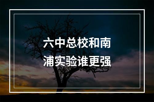 六中总校和南浦实验谁更强