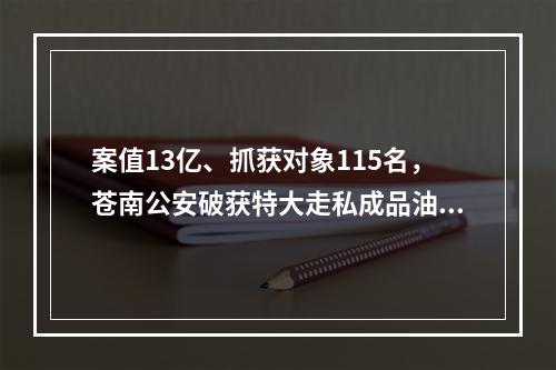 案值13亿、抓获对象115名，苍南公安破获特大走私成品油案件
