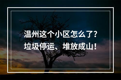 温州这个小区怎么了？垃圾停运、堆放成山！