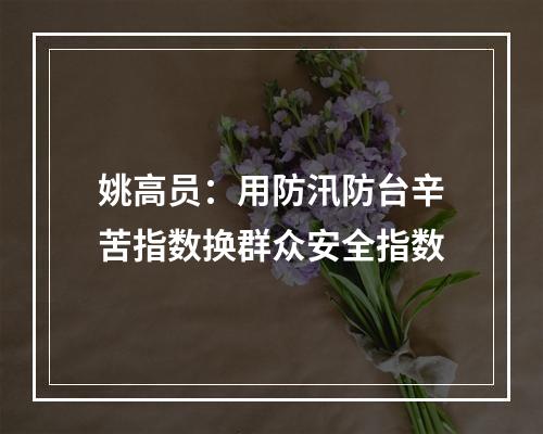 姚高员：用防汛防台辛苦指数换群众安全指数