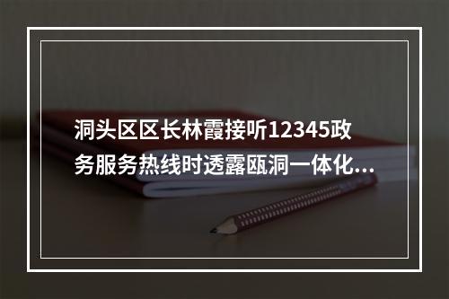洞头区区长林霞接听12345政务服务热线时透露瓯洞一体化已开展调研