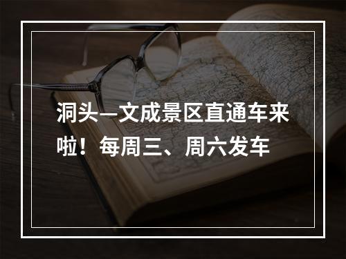 洞头—文成景区直通车来啦！每周三、周六发车