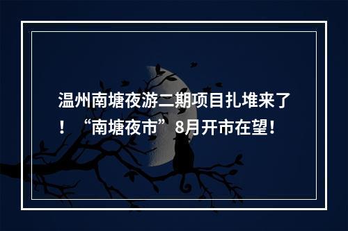 温州南塘夜游二期项目扎堆来了！“南塘夜市”8月开市在望！