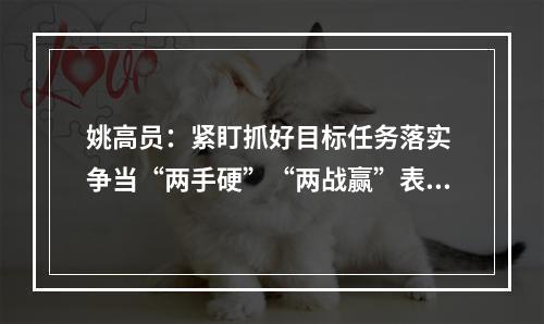 姚高员：紧盯抓好目标任务落实 争当“两手硬”“两战赢”表率