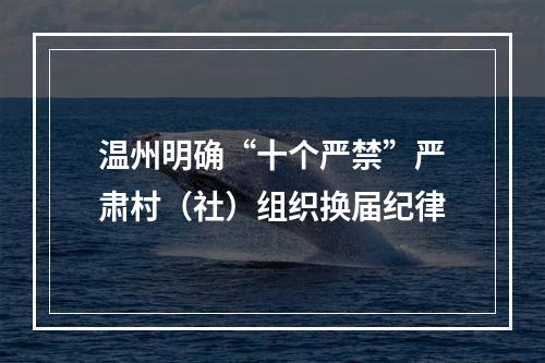 温州明确“十个严禁”严肃村（社）组织换届纪律