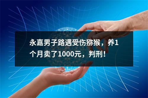 永嘉男子路遇受伤猕猴，养1个月卖了1000元，判刑！