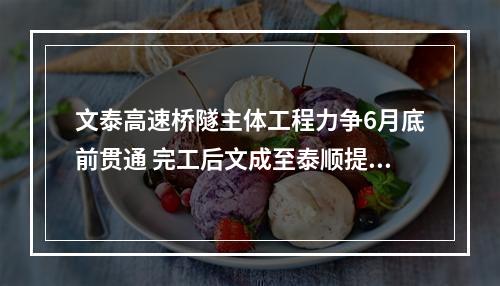 文泰高速桥隧主体工程力争6月底前贯通 完工后文成至泰顺提速一个半小时