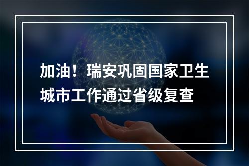 加油！瑞安巩固国家卫生城市工作通过省级复查