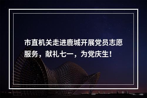 市直机关走进鹿城开展党员志愿服务，献礼七一，为党庆生！