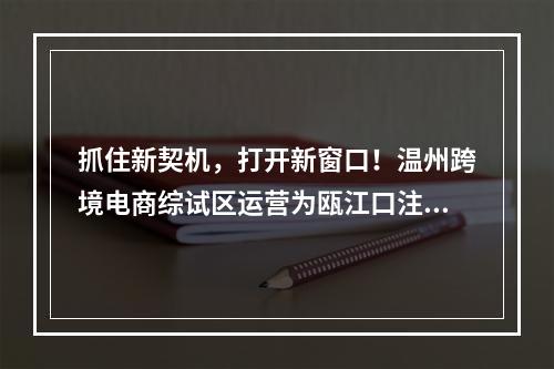 抓住新契机，打开新窗口！温州跨境电商综试区运营为瓯江口注入新活力