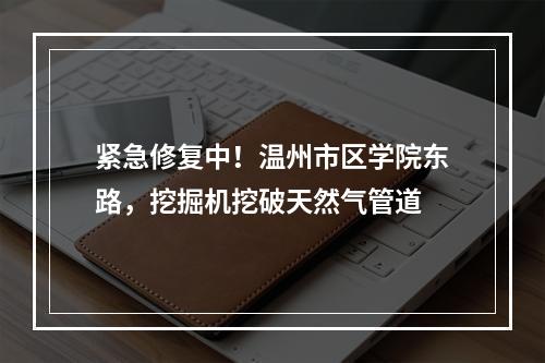 紧急修复中！温州市区学院东路，挖掘机挖破天然气管道