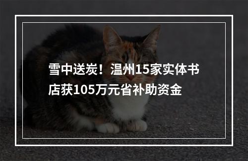 雪中送炭！温州15家实体书店获105万元省补助资金