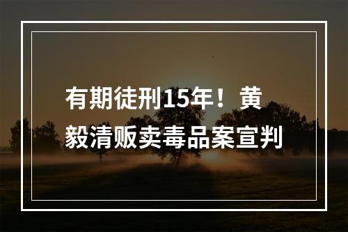 有期徒刑15年！黄毅清贩卖毒品案宣判