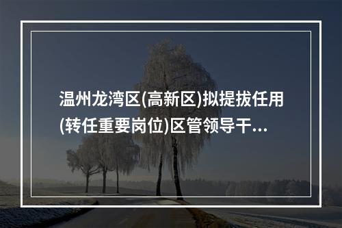 温州龙湾区(高新区)拟提拔任用(转任重要岗位)区管领导干部任前公示