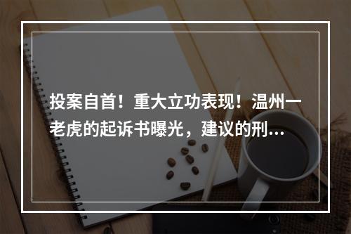 投案自首！重大立功表现！温州一老虎的起诉书曝光，建议的刑期在...