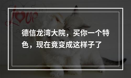 德信龙湾大院，买你一个特色，现在竟变成这样子了